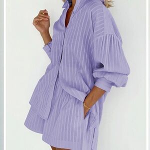 Cloud nine pinstripe two piece short set